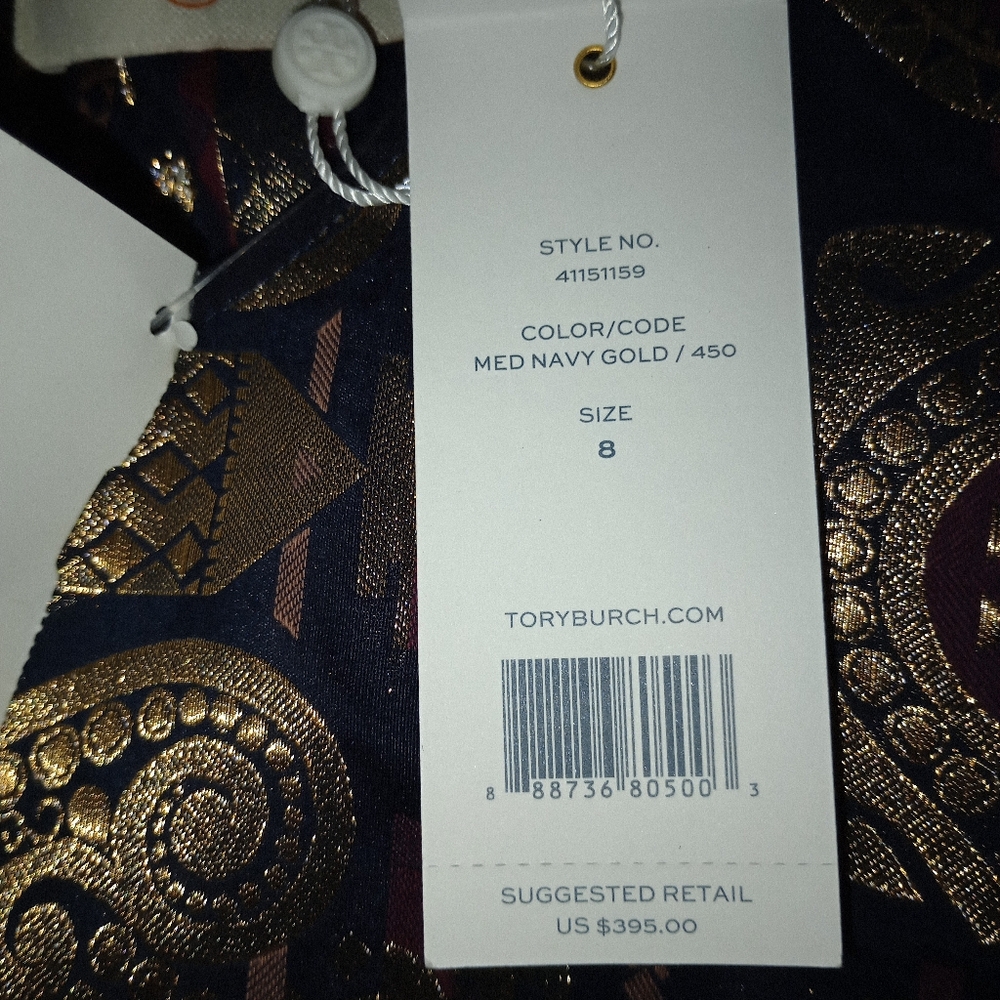 NWT Tory Burch Sleeveless Metallic Jacquard Print Blouse Women's Size 8 - Picture 8 of 9